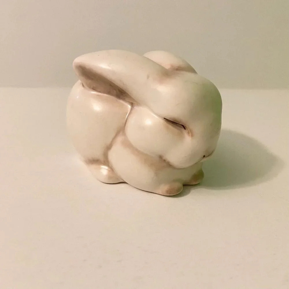 Vintage Small Ceramic Baby Bunny Rabbit Figurine 3 Inch Long Figure